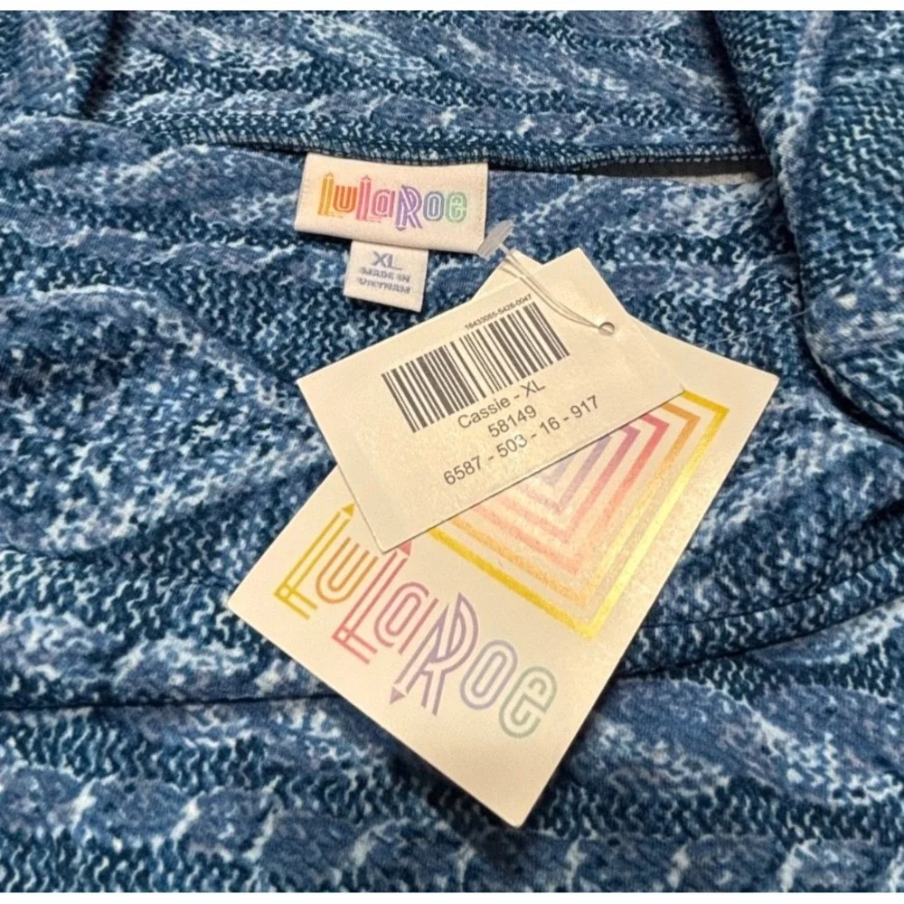 LuLaRoe Womens Skirt Size XL Cassie Blue‎ Cable Knit Print Straight Pencil NWT